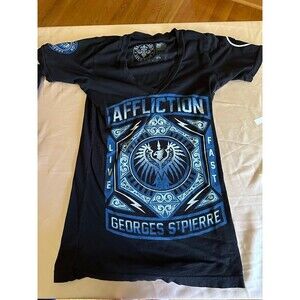Womens Affliction Georges St Pierre V Neck Short Sleeve Size Small VGUC